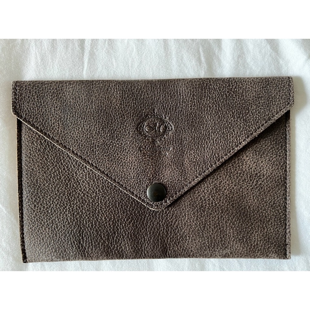 Genuine Brown Pebbled Leather clutch/portfolio
